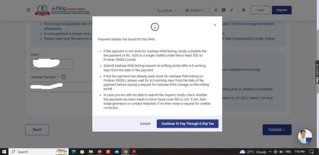 Pan aadhaar link process in telugu